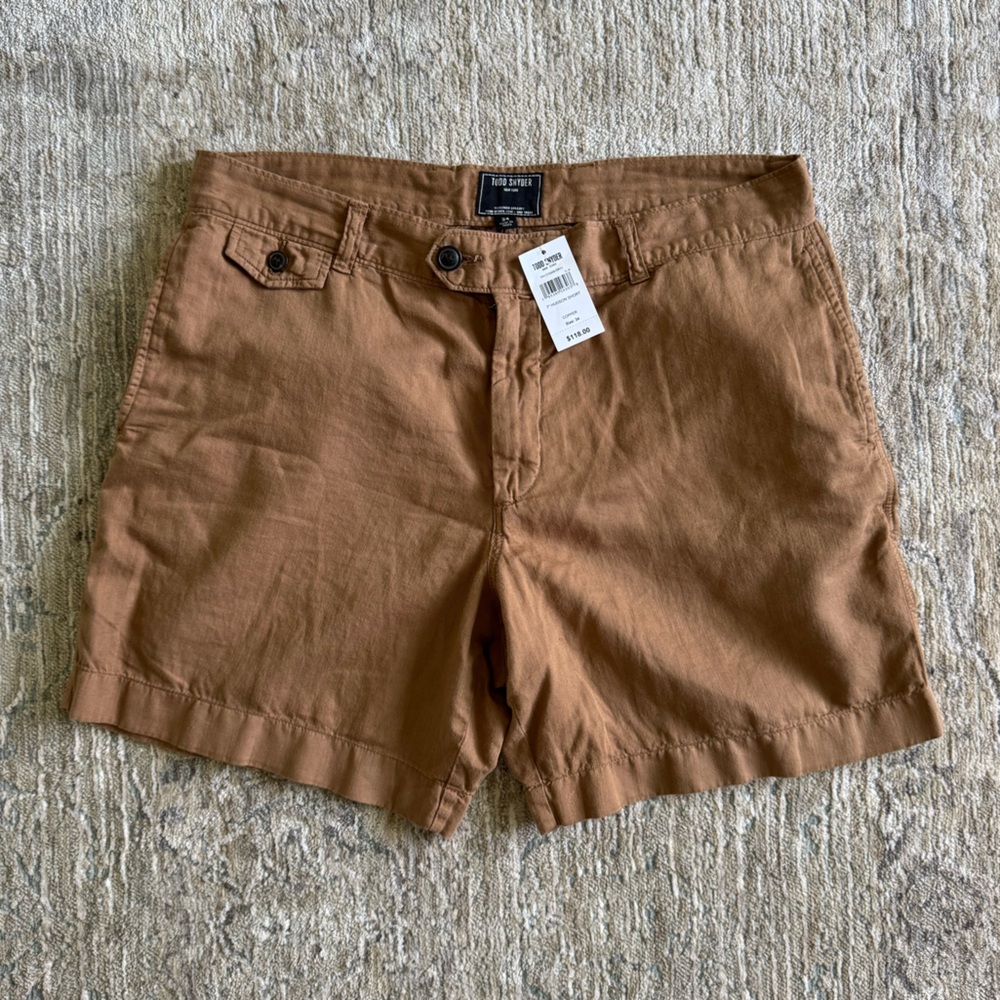 TODD SNYDER  7" COTTON LINEN HUDSON SHORT